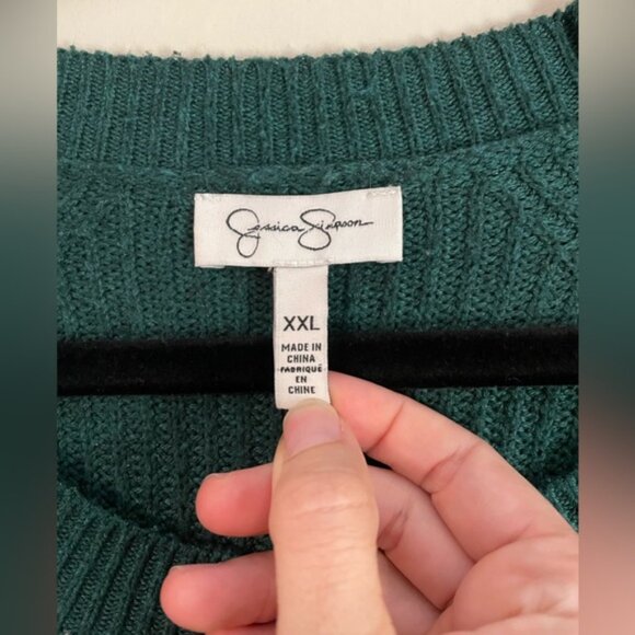 JESSICA SIMPSON - cozy green crew neck sweater - ribbed knit - size XXL - Picture 3 of 3